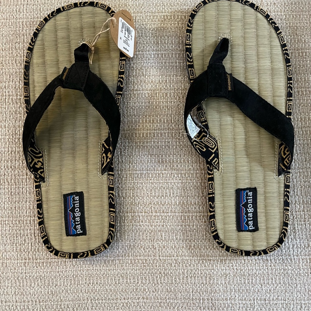 Patagonia Black and Gold Flip-Flops
